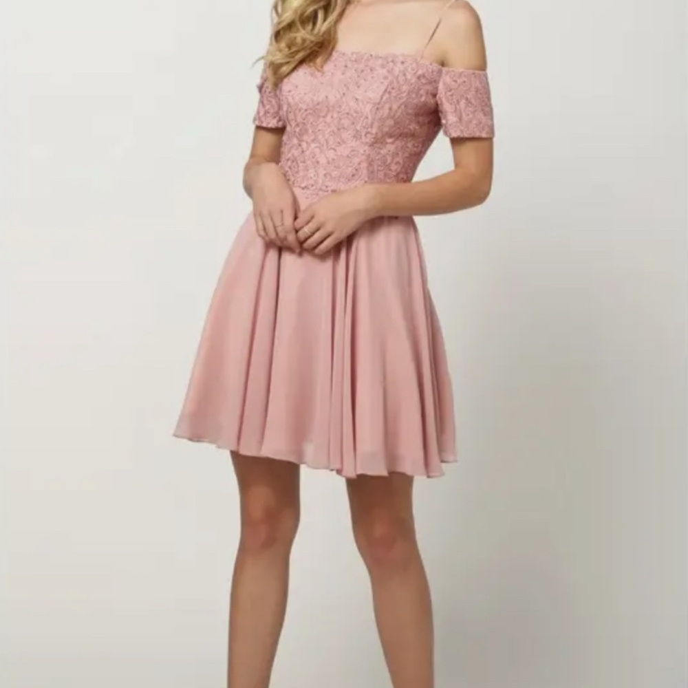Elegant Pink/rose Lace Off-Shoulder Dress